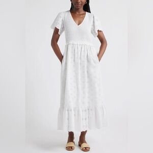 ⭐️NWT Caslon Eyelet Smocked Flutter Sleeve Maxi Dress⭐️
